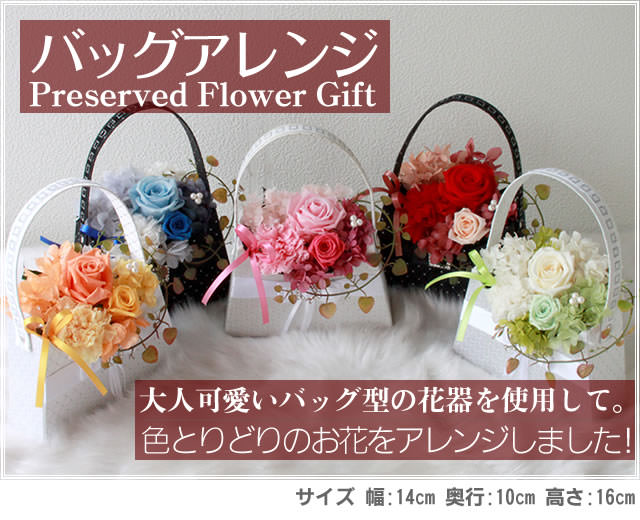 アレンジ「バッグアレンジ」-プリザーブドフラワーギフト-花屋-フラワーギフト-インターネット宅配花屋さん花RiRo