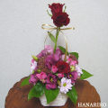 花屋−フラワーギフト−インターネット宅配花屋さん花RiRo−薔薇のトピアリーアレンジ(赤系)