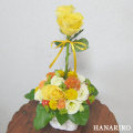 花屋−フラワーギフト−インターネット宅配花屋さん花RiRo−薔薇のトピアリーアレンジ(黄色オレンジ系)