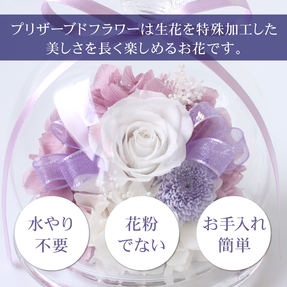 ドームすみれ/お悔み・お供え/プリザーブドフラワー プリザーブド  