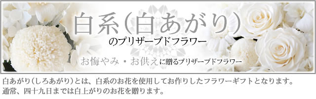 白系の花 お悔やみの花 お供えのお花 四十九日 命日 一周忌に贈るお花 プリザーブドフラワーギフトの通販専門花屋 花riro ハナリロ