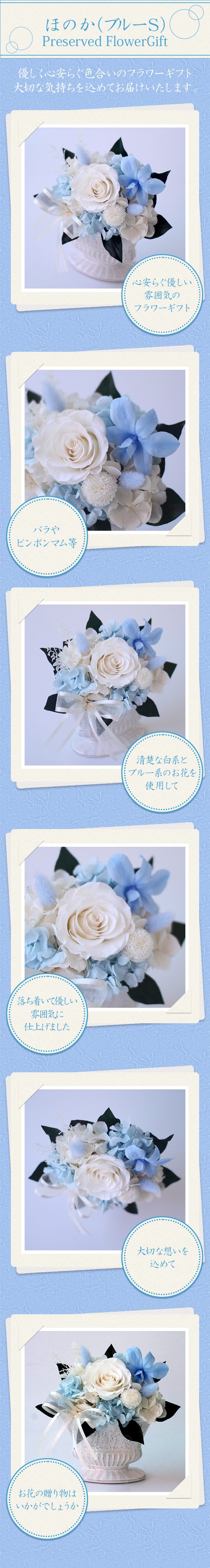 アレンジ「ほのか（ブルーS）」/プリザーブドフラワーギフト