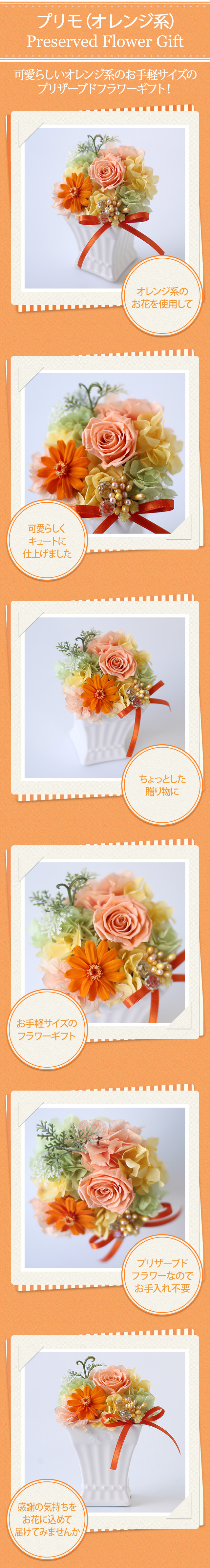 アレンジ「プリモ（オレンジ系）」/プリザーブドフラワーギフト